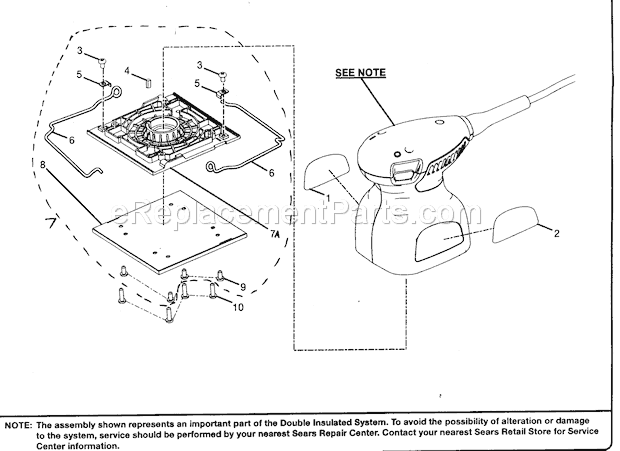 Sander Assy Diagram and Parts List for 315116900  Craftsman Sander Polisher