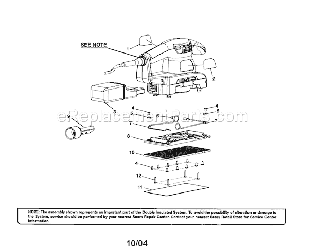 Dust Bag / Pad Assembly Diagram and Parts List for 315116920  Craftsman Sander Polisher