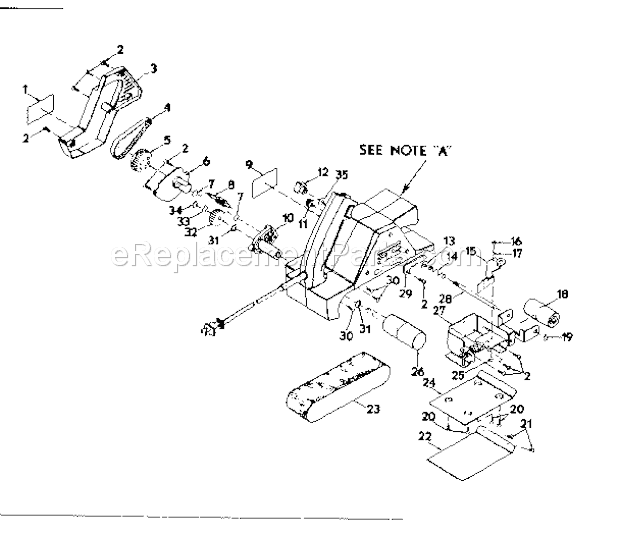 Gear And Platen Assembly Diagram and Parts List for 315117111  Craftsman Belt or Drum Sander