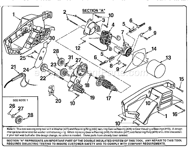 Field And Armature Assemb Diagram and Parts List for 315117120  Craftsman Belt or Drum Sander