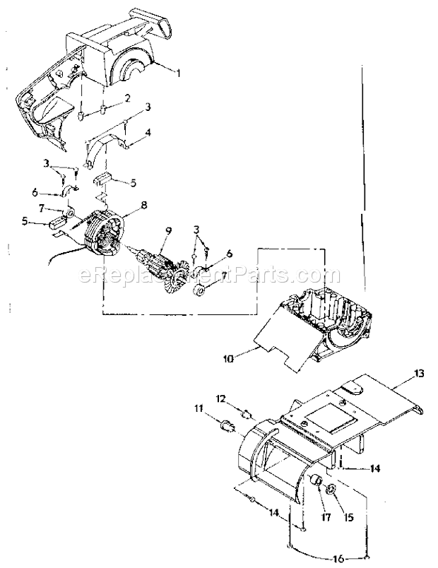 Field And Armature Assemb Diagram and Parts List for 315117150  Craftsman Belt or Drum Sander