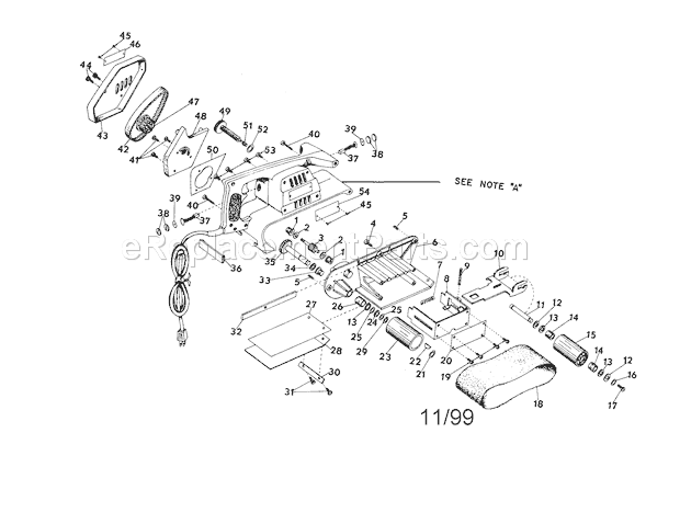 3" Belt Sander Diagram and Parts List for 31511720  Craftsman Belt or Drum Sander