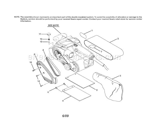 Belt / Dust Bag / Wear Plate Diagram and Parts List for 315117271  Craftsman Belt or Drum Sander