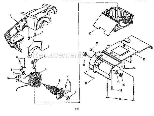 Field And Armature Assemb... Diagram and Parts List for 315117921  Craftsman Belt or Drum Sander