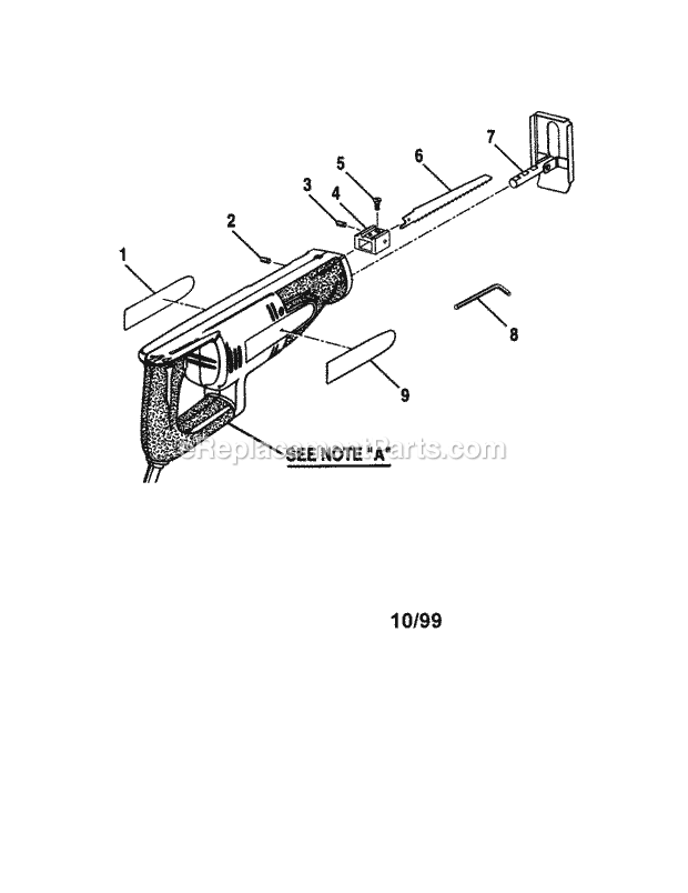 Electric Reciprocating Sa... Diagram and Parts List for 315171071  Craftsman Table Saw