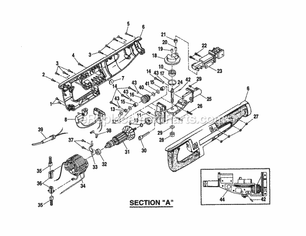 Housing/Control/Gear Asse... Diagram and Parts List for 315171071  Craftsman Table Saw