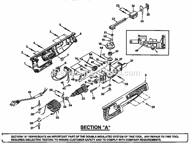 Unit Parts Diagram and Parts List for 315171080  Craftsman Reciprocating Saw