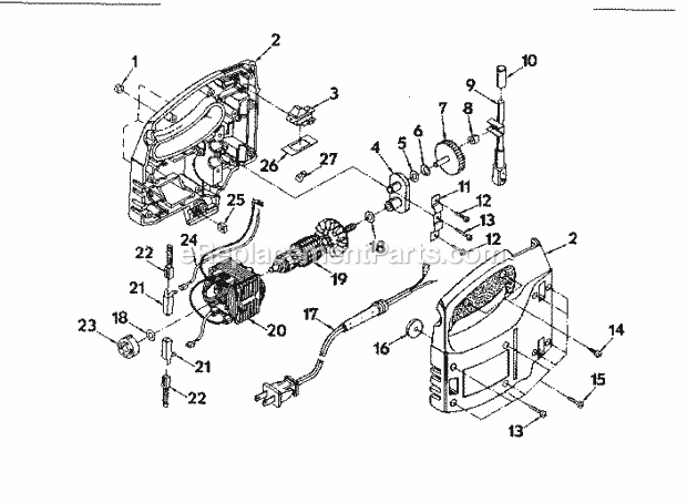 Field And Armature Assembly Diagram and Parts List for 315171400  Craftsman Jig Saw