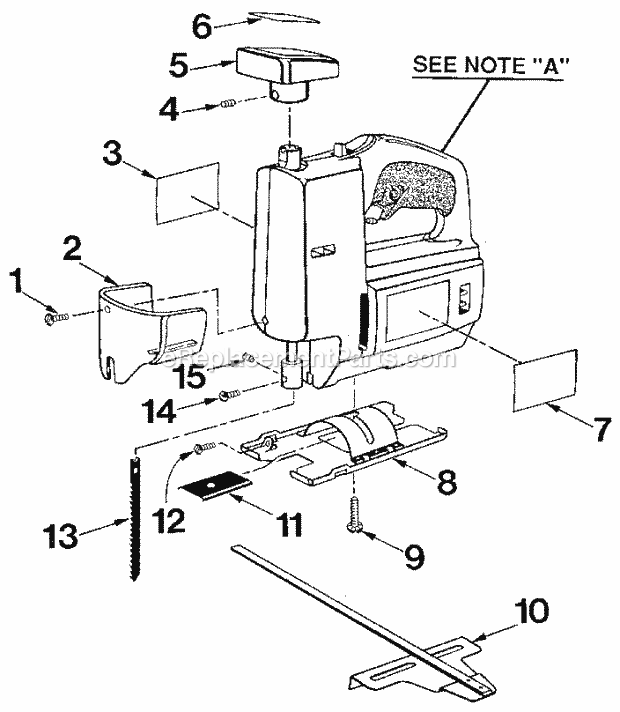 Base Assembly Diagram and Parts List for 315172070  Craftsman Scroll Saw