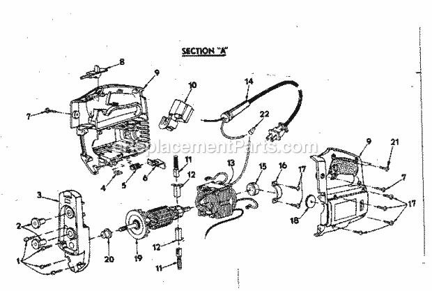 Field And Armature Assembly Diagram and Parts List for 315172100  Craftsman Scroll Saw