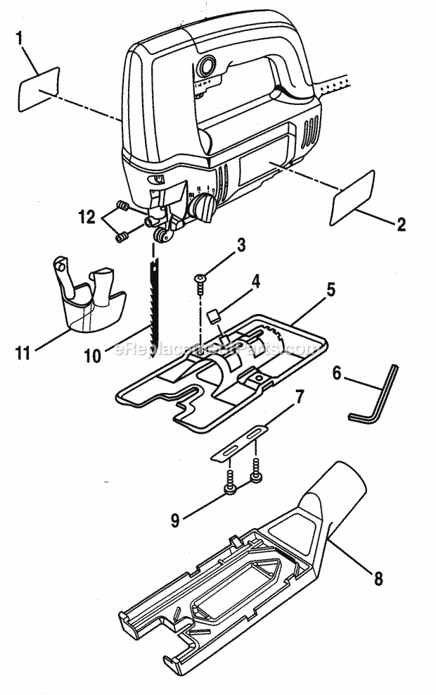 Housing Assy Diagram and Parts List for 315172281  Craftsman Jig Saw