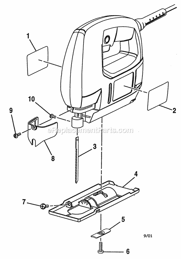 Housing Diagram and Parts List for 315172301  Craftsman Reciprocating Saw