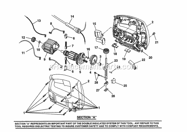 Motor Assembly Diagram and Parts List for 315172310  Craftsman Table Saw