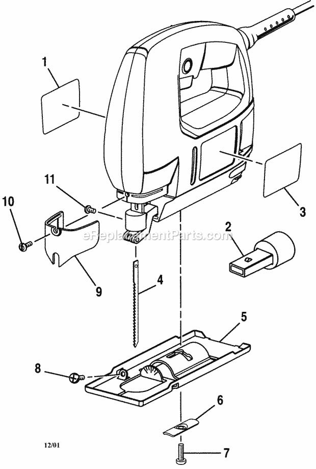 External Parts Diagram and Parts List for 315172311  Craftsman Jig Saw