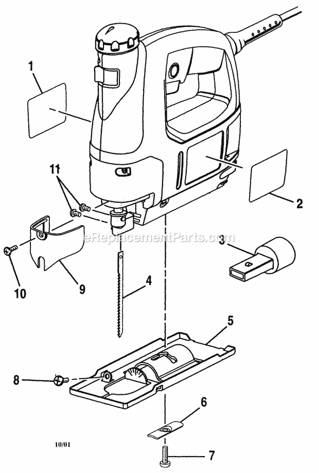 Housing Diagram and Parts List for 315172321  Craftsman Scroll Saw