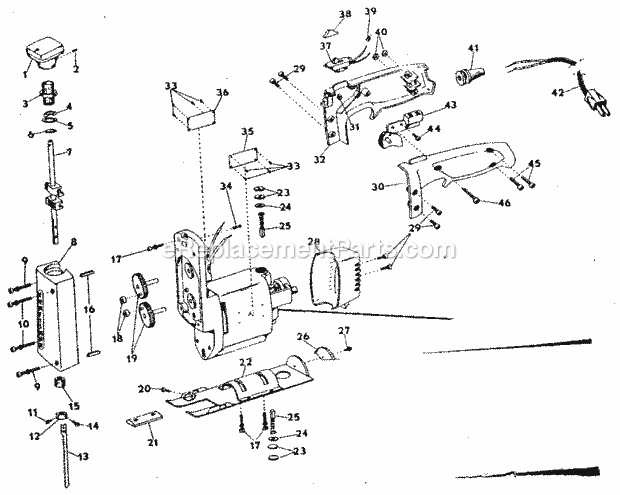 Base Assembly Diagram and Parts List for 31517256  Craftsman Jig Saw
