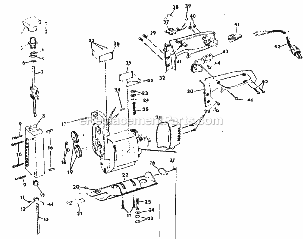 Base Assembly Diagram and Parts List for 31517258  Craftsman Jig Saw