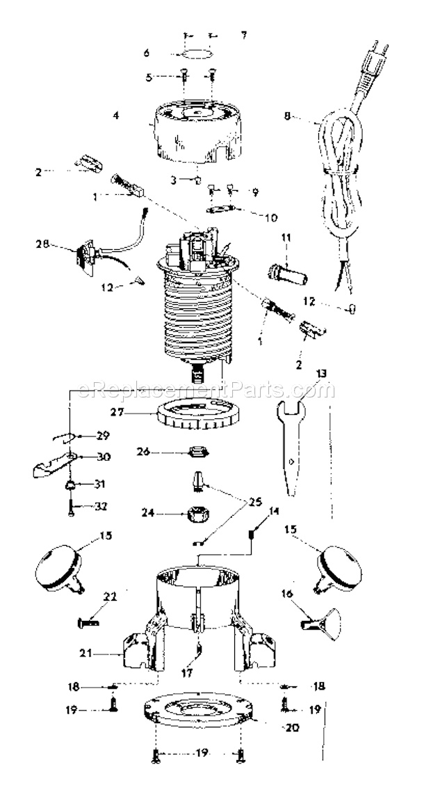 Unit Parts Diagram and Parts List for 31517351  Craftsman Router