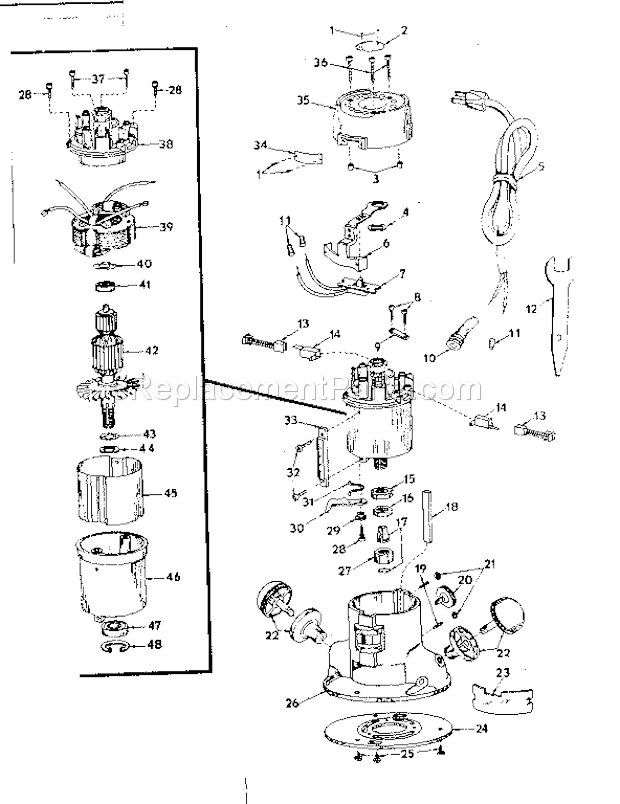 Unit Parts Diagram and Parts List for 31517361  Craftsman Router