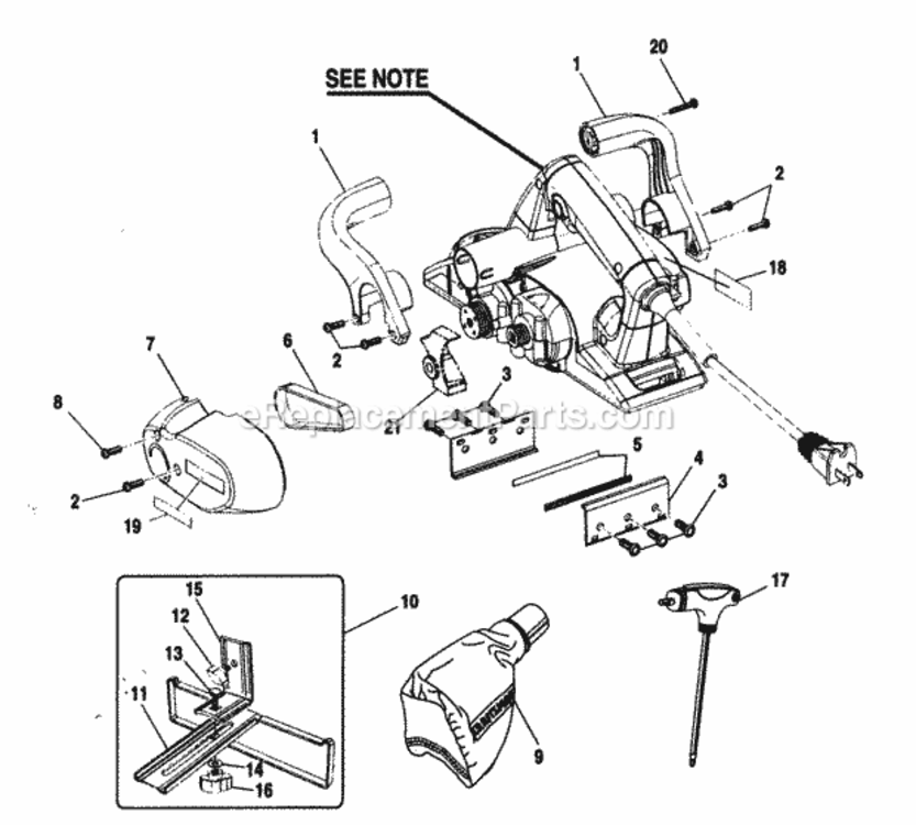 Page A Diagram and Parts List for 315173700  Craftsman Planer Jointer