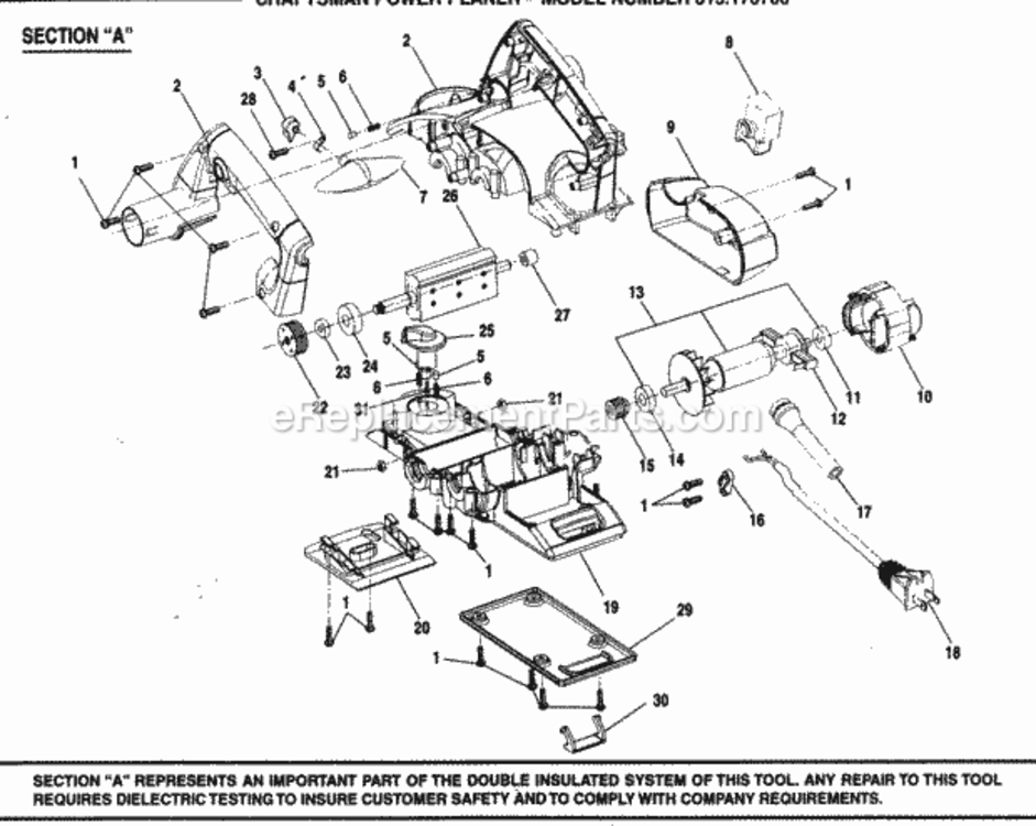 Page B Diagram and Parts List for 315173700  Craftsman Planer Jointer