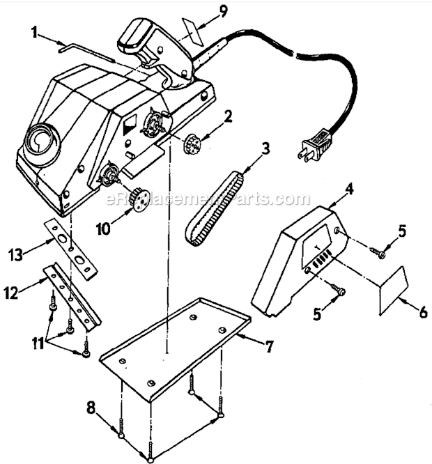 Blade Clamp And Timing Belt Diagram and Parts List for 315173710  Craftsman Planer Jointer