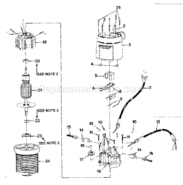 Motor Assembly Diagram and Parts List for 31517432  Craftsman Router