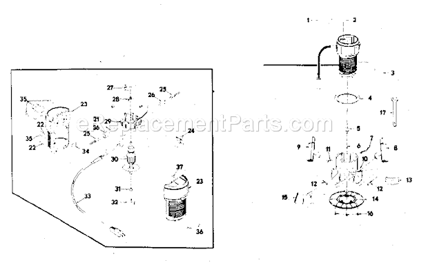 Unit Parts Diagram and Parts List for 315174450  Craftsman Router