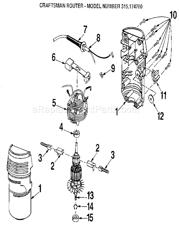 Craftsman Router Diagram and Parts List for 315174700  Craftsman Router