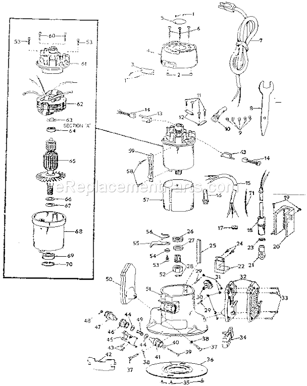 Unit Parts Diagram and Parts List for 31517480  Craftsman Router