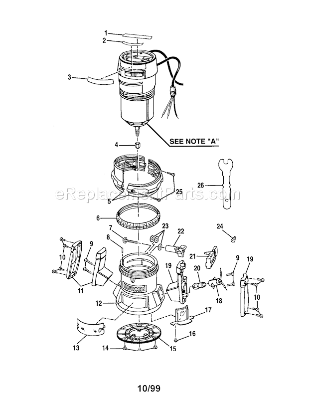 Craftsman Router Diagram and Parts List for 315175000  Craftsman Router
