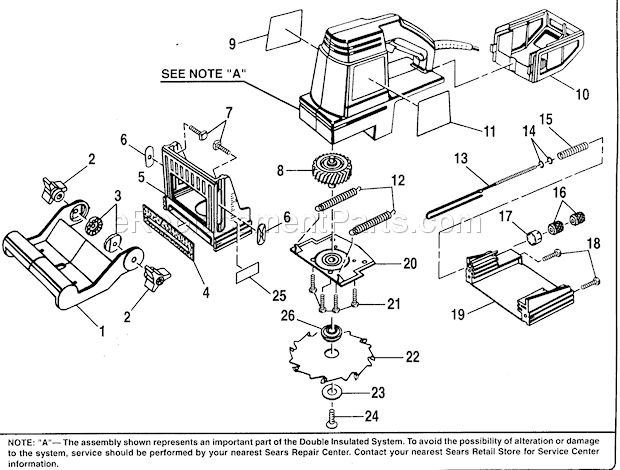 Page B Diagram and Parts List for 315175011  Craftsman Planer Jointer