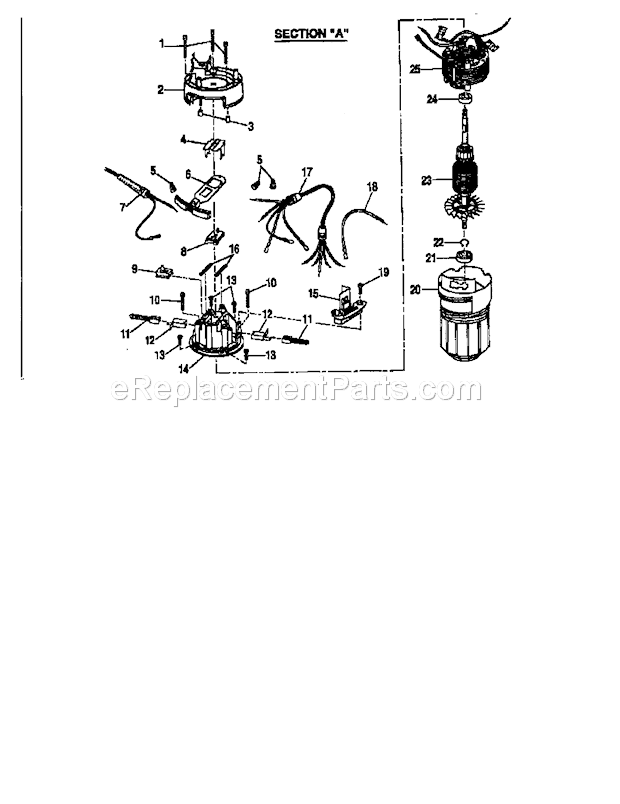 Armature And Field Assemb... Diagram and Parts List for 315175060  Craftsman Router
