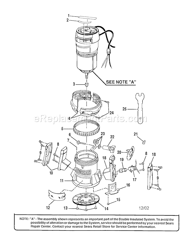 Handle/Base Diagram and Parts List for 315175140  Craftsman Router
