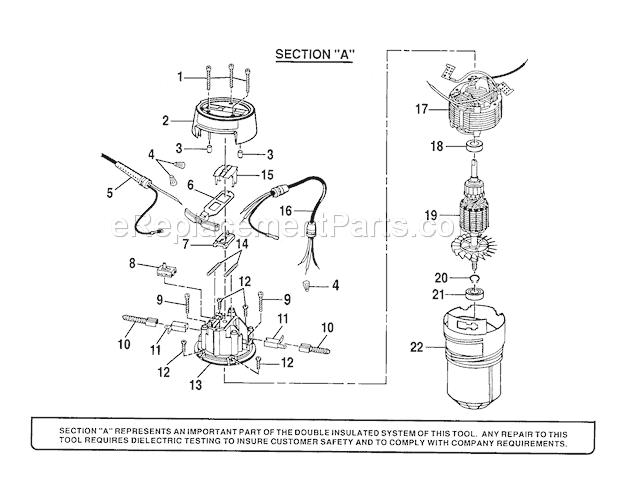 Motor Housing/Motor Diagram and Parts List for 315175140  Craftsman Router