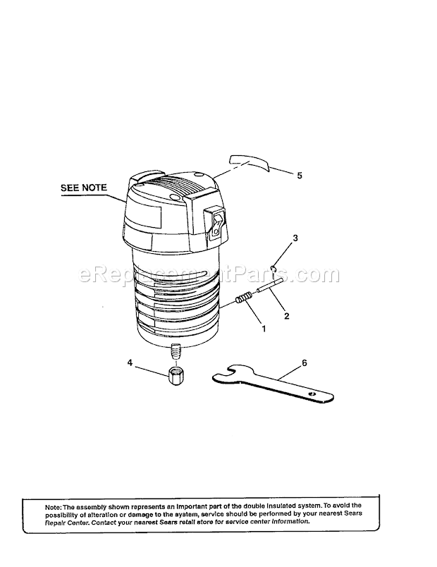 Wrench/Shaft Lock Pin Diagram and Parts List for 315175301  Craftsman Router