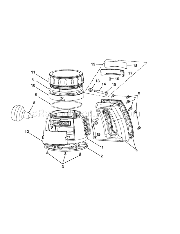 D-Handle Router Base-315.... Diagram and Parts List for 315175311  Craftsman Router