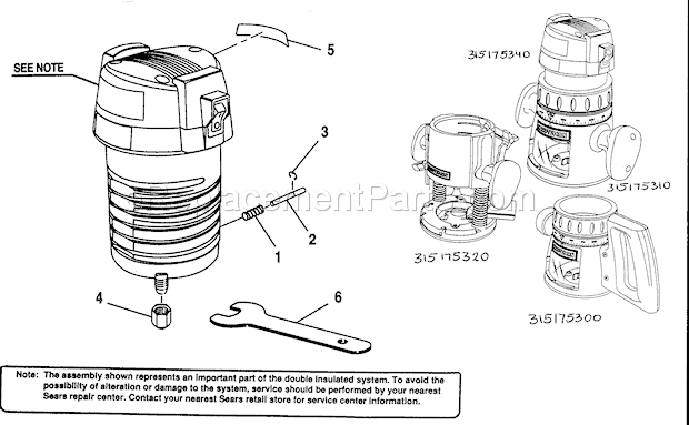Cabinet Parts 1 Diagram and Parts List for 315175340  Craftsman Router