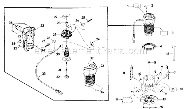 Unit Parts Diagram and Parts List for 31517550  Craftsman Router