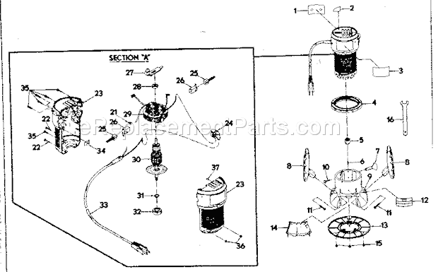 Unit Parts Diagram and Parts List for 31517551  Craftsman Router