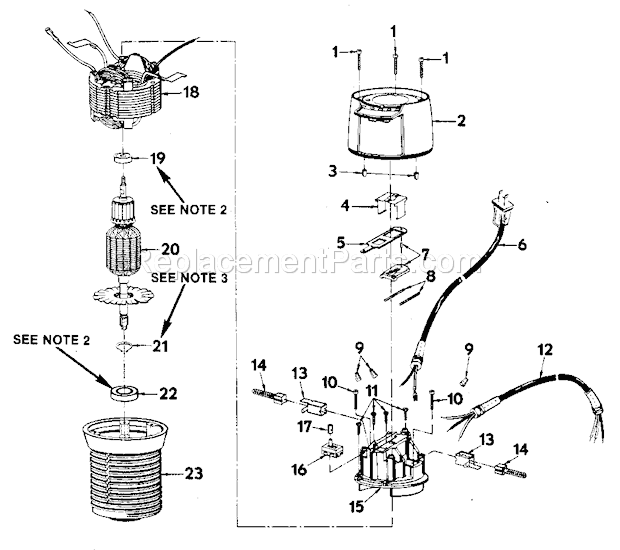 Motor Assembly Diagram and Parts List for 315175611  Craftsman Router