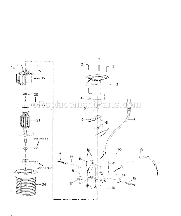 Motor Assembly Diagram and Parts List for 31517561  Craftsman Router