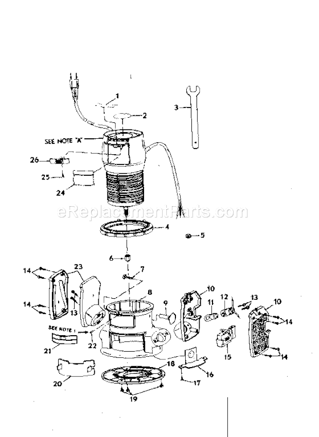 Base Assembly Diagram and Parts List for 31517561  Craftsman Router
