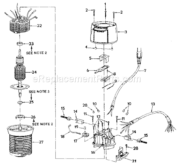 Motor Assembly Diagram and Parts List for 31517570  Craftsman Router