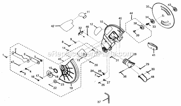 Blade Assy Diagram and Parts List for 315212050  Craftsman Miter Saw