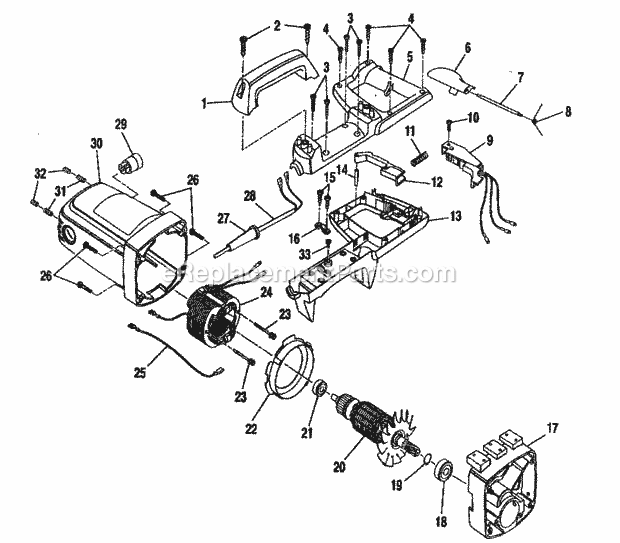 Motor Assy Diagram and Parts List for 315212220  Craftsman Miter Saw