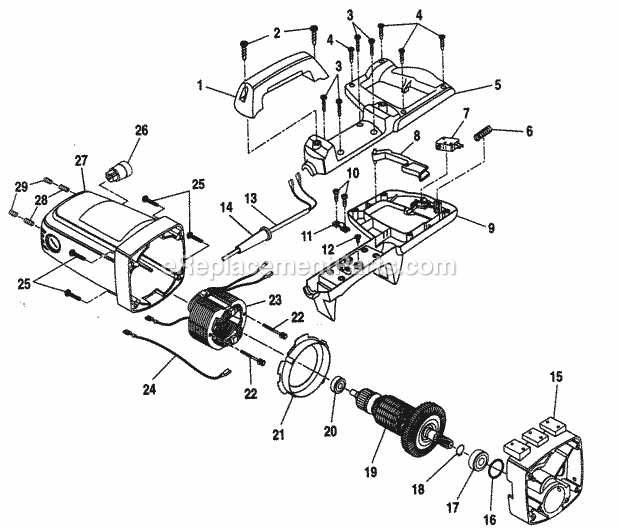 Motor Assy Diagram and Parts List for 315212240  Craftsman Miter Saw