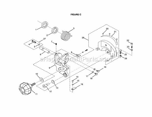 Pivot Bracket And Support Diagram and Parts List for 315212380  Craftsman Miter Saw