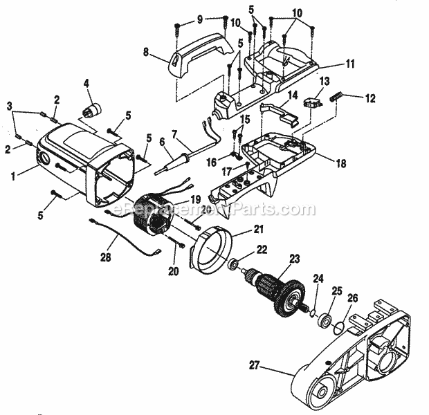 Motor Assy Diagram and Parts List for 315212500  Craftsman Miter Saw