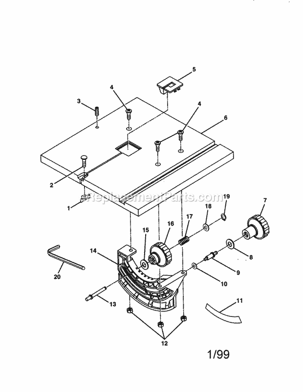 Craftsman Band Saw Diagram and Parts List for 315214490  Craftsman Band Saw